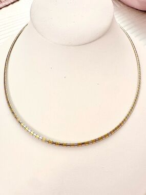 4mm Titanium Steel Omega Chain Two-Tone Necklace Hypoallergenic 17” Choker